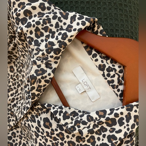 LOFT Collared Button Up Leopard Dress - Picture 8 of 8